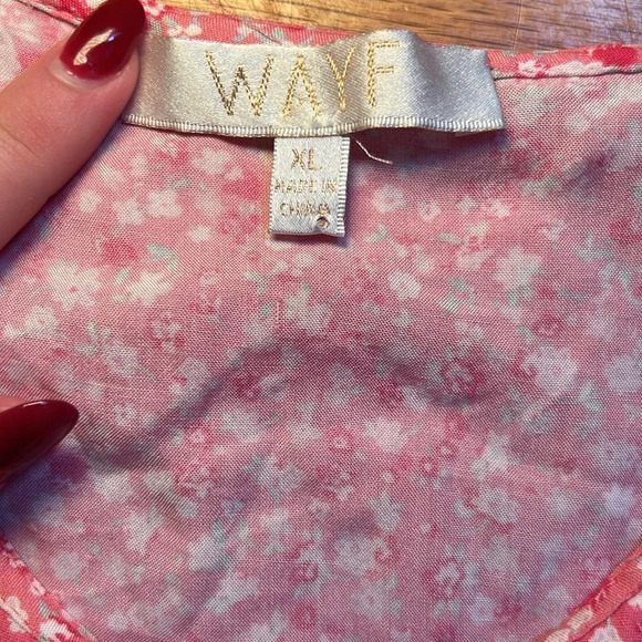 WAYF Pink Rayon Retro Peter Pan Collar Grandma Floral Coquette Buttons Blouse P - Picture 2 of 3